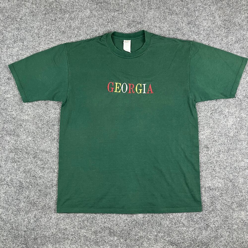 Georgia‎ T-Shirt Men's X Large Green Cotton Graphic Short Sleeve